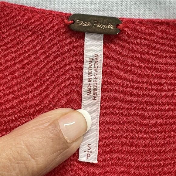 Free People Red Time On My Side S Wrap Mini Dress 3/4 Flutter Sleeves - Picture 8 of 12